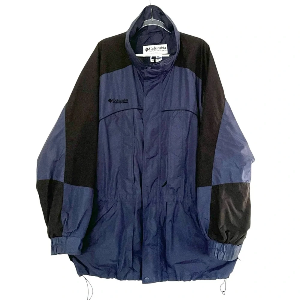 Vtg 90’s Columbia Men’s Sz XL Core Windbreaker Parka Zip Up Gorpcore Blue Black
